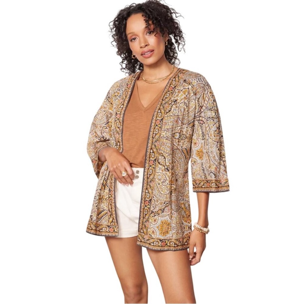 Cleobella Kaleidoscope Paisley Print Multi Color Wrap Cardigan